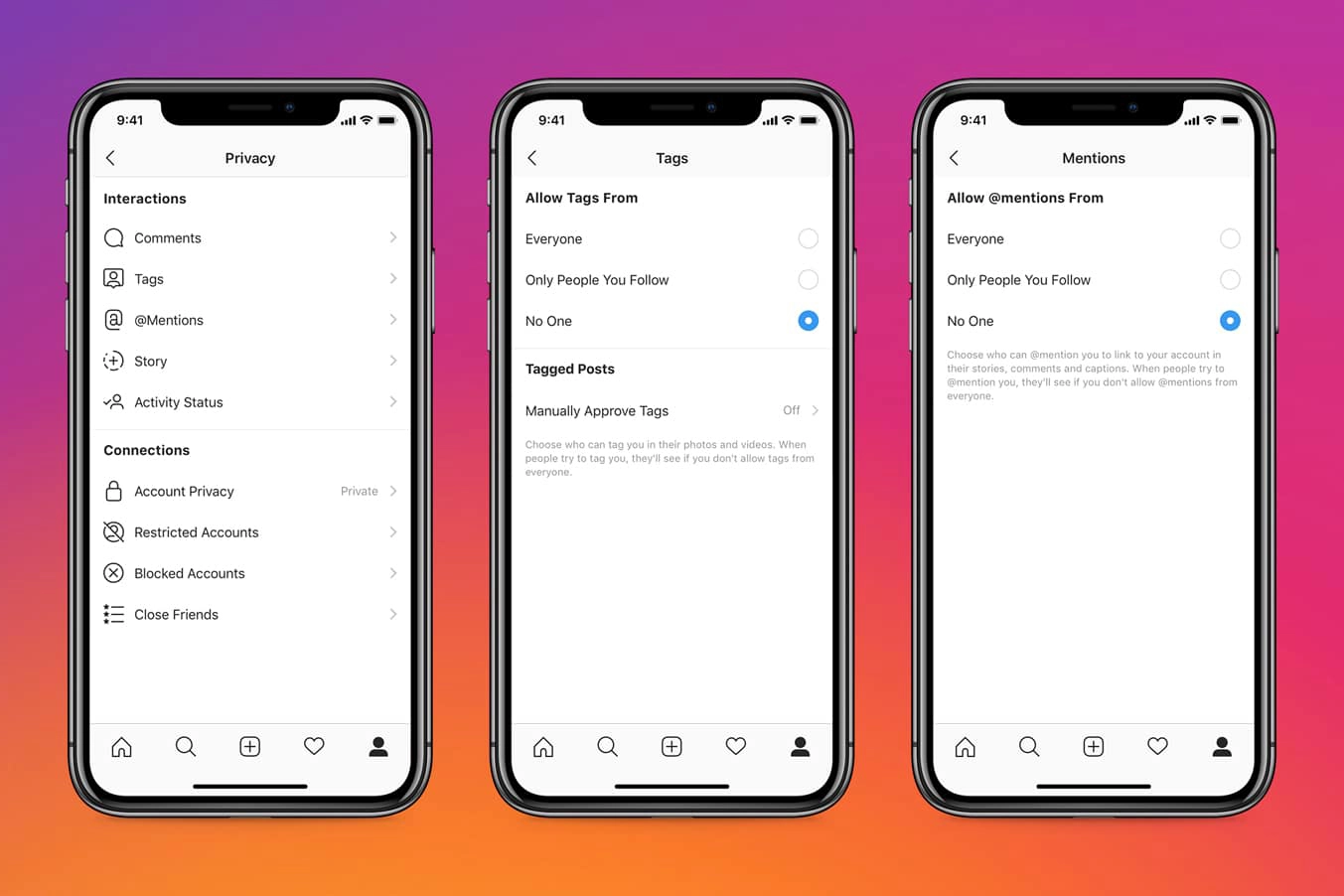 adjust who can tag you on instagram