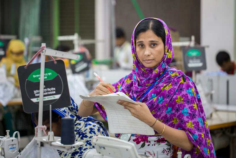 garment worker happy