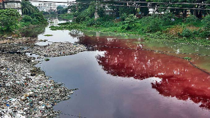 Pink river in India