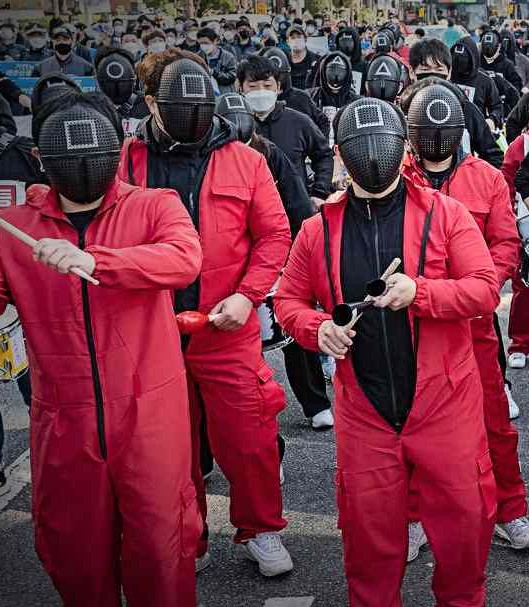 South Koreans Wore ‘Squid Game Outfits On Protests