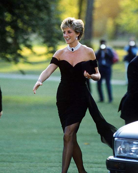 Princess Diane in a black dress