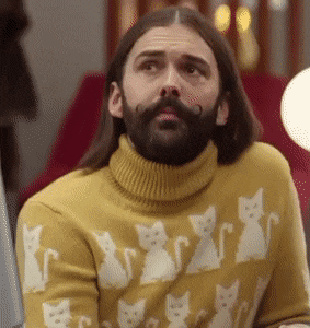 Jonathan Van Ness in a cat sweater